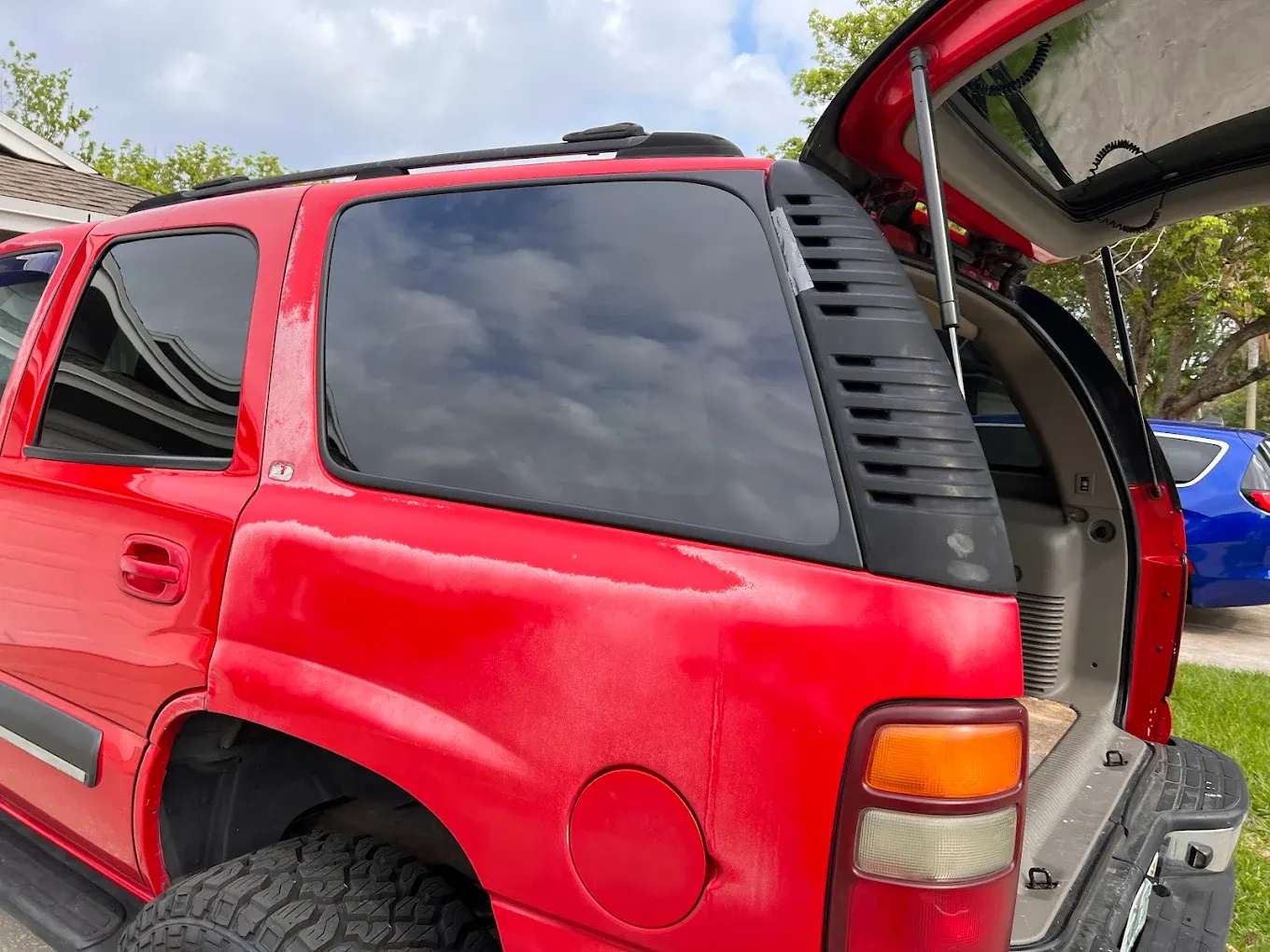 Rear glass blown out