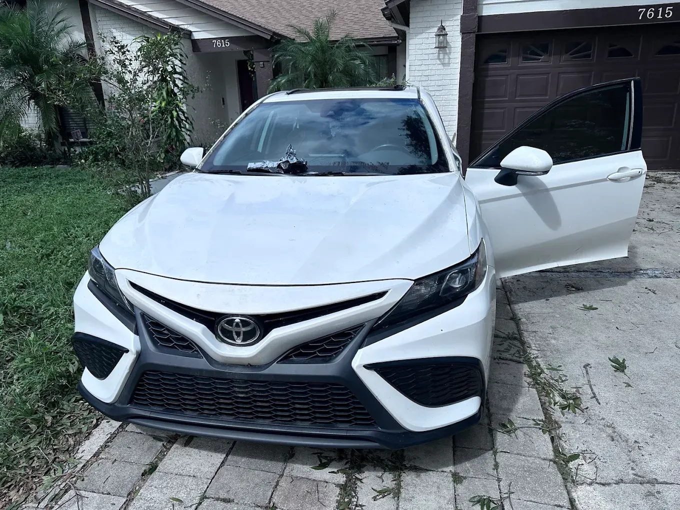 Camry before windshield replacement