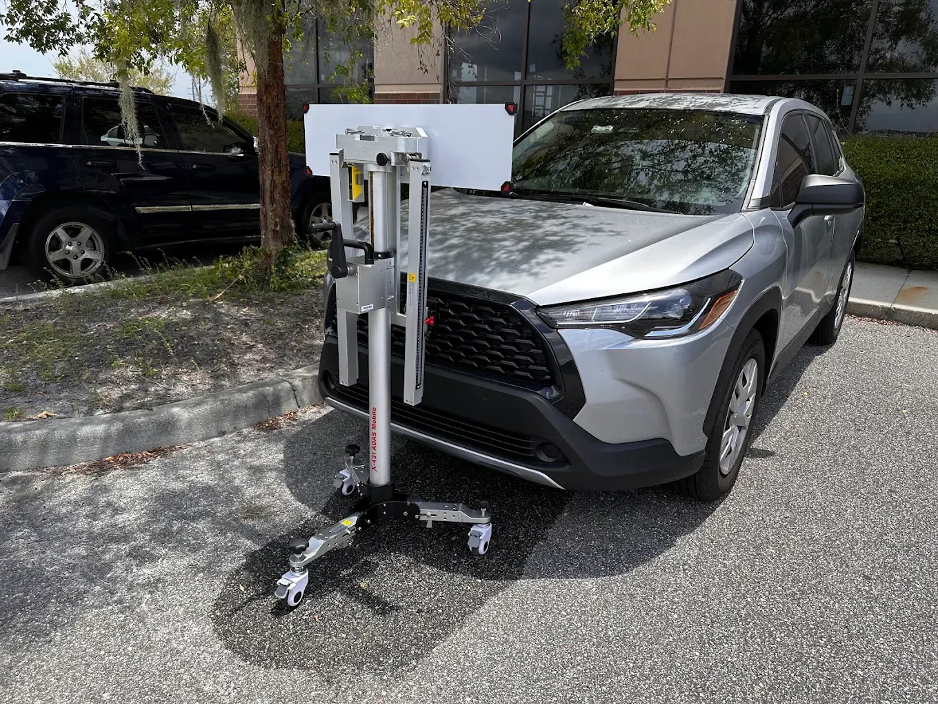 ADAS calibration rig in front of vehicle